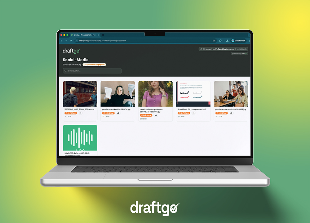 draftgo Gastzugang: Externe Freigabe ohne Registrierung – Dateien ansehen und freigeben per Magic Link